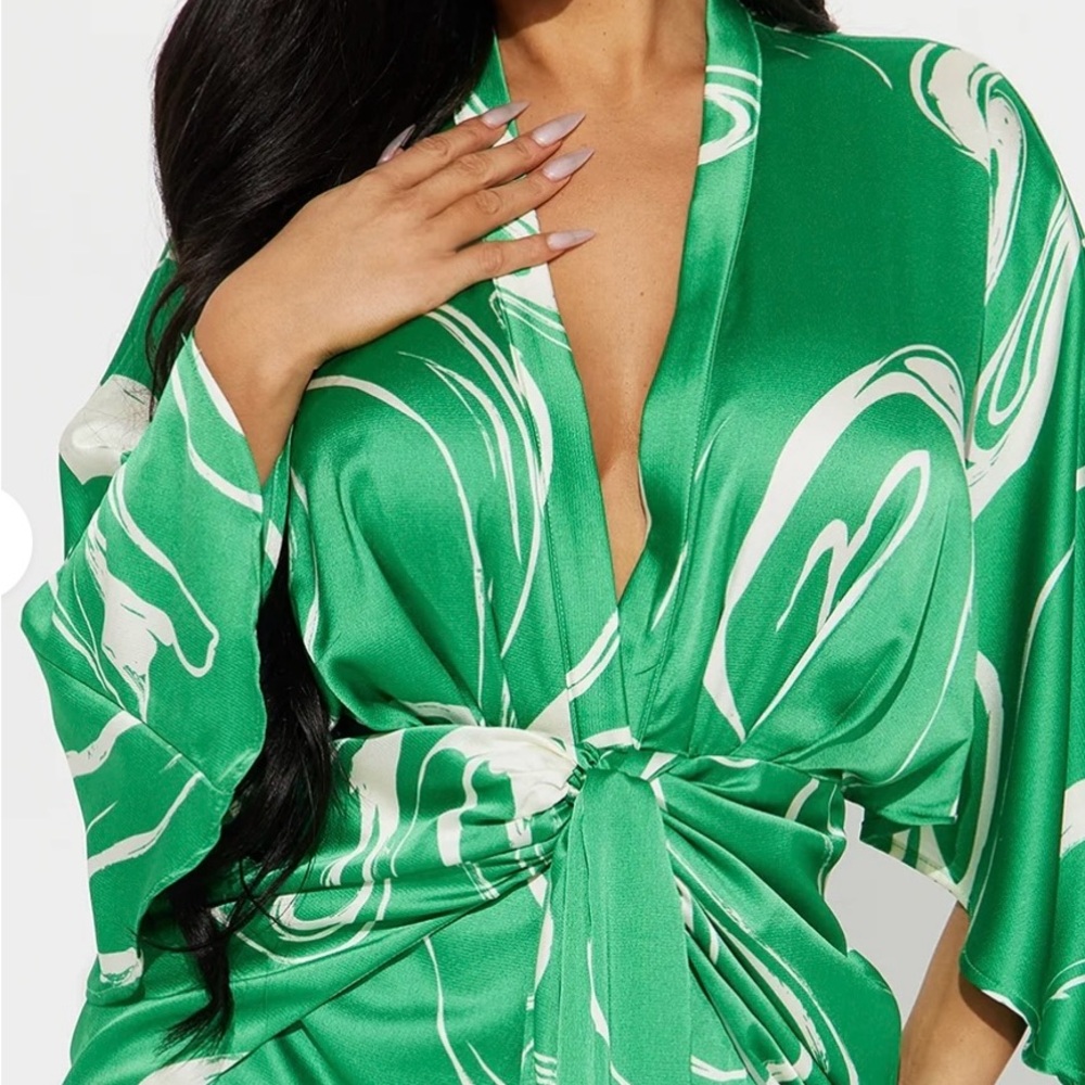 Elegant Green Satin Dress